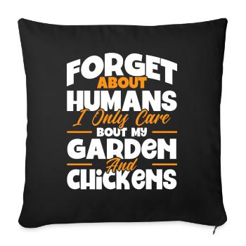 Gardening Gardener Chicken Farmer Chicken Feeder - Sofa pillowcase 17,3'' x 17,3'' (45 x 45 cm) - black - Front