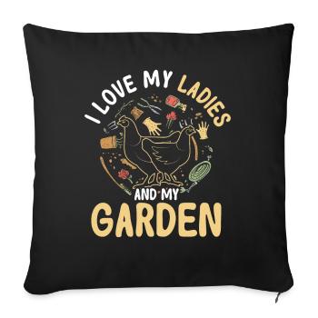 Gardening Gardener Chicken Farmer Chicken Feeder - Sofa pillowcase 17,3'' x 17,3'' (45 x 45 cm) - black - Front