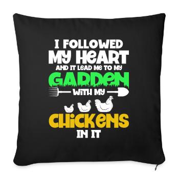 Gardening Gardener Chicken Farmer Chicken Feeder - Sofa pillowcase 17,3'' x 17,3'' (45 x 45 cm) - black - Front