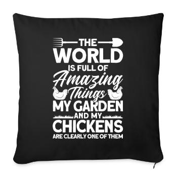 Gardening Gardener Chicken Farmer Chicken Feeder - Sofa pillowcase 17,3'' x 17,3'' (45 x 45 cm) - black - Front