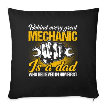 Papa Père Mécanicien Père Famille - Housse de coussin décorative 45 x 45 cm - noir - Devant