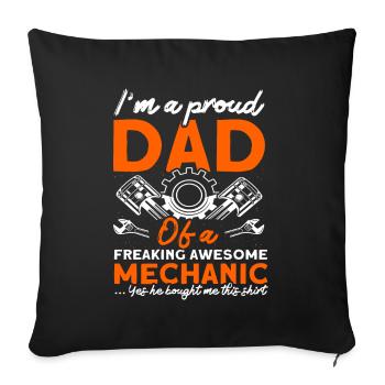 Fier Papa Père Mécanicien Père Famille - Housse de coussin décorative 45 x 45 cm - noir - Devant