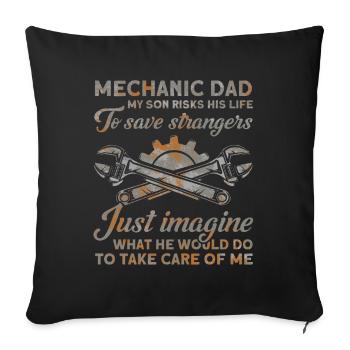 Fils Père Mécanicien Père Famille - Housse de coussin décorative 45 x 45 cm - noir - Devant