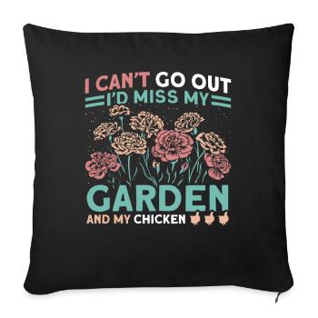 Gardening Gardener Chicken Farmer Chicken Feeder - Sofa pillowcase 17,3'' x 17,3'' (45 x 45 cm) - black - Front