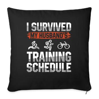 Survivre à l’entraînement du triathlon du mari - Housse de coussin décorative 45 x 45 cm - noir - Devant