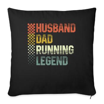 Mari Père Running Legend Runner Marathon - Housse de coussin décorative 45 x 45 cm - noir - Devant