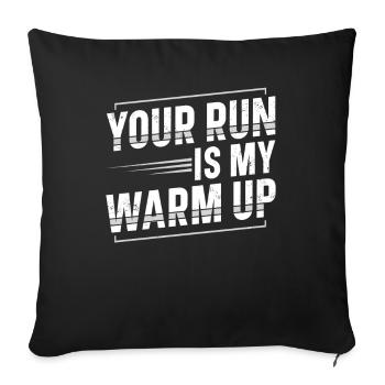 Votre course est mon sentier de marathon de coureur d’échauffement - Housse de coussin décorative 45 x 45 cm - noir - Devant