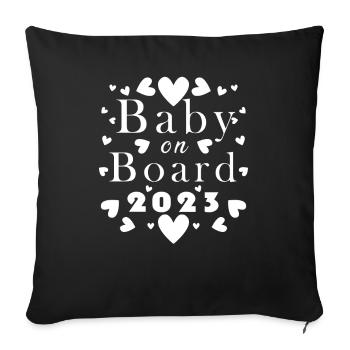Baby on Board pregnant pregnancy 2023 - Sofa pillowcase 17,3'' x 17,3'' (45 x 45 cm) - black - Front