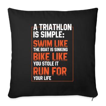 Triathlon Course Natation Cyclisme Athelete - Housse de coussin décorative 45 x 45 cm - noir - Devant