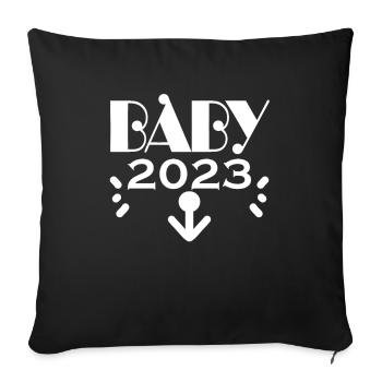 Pregnancy Pregnant Baby 2023 - Sofa pillowcase 17,3'' x 17,3'' (45 x 45 cm) - black - Front
