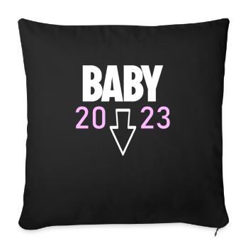 Bébé Fille 2023 Fille - Housse de coussin décorative 45 x 45 cm - noir - Devant