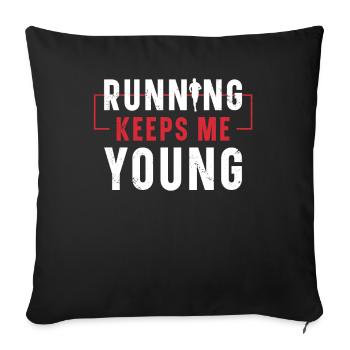 Running Keeps Me Young Runner Marathon Trail - Sofa pillowcase 17,3'' x 17,3'' (45 x 45 cm) - black - Front