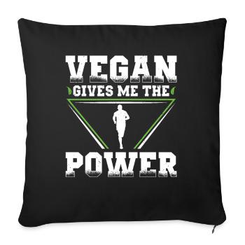 Vegan me donne le pouvoir Vegan Végétarien - Housse de coussin décorative 45 x 45 cm - noir - Devant