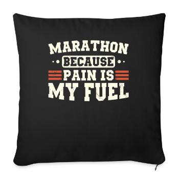 Marathon parce que la douleur est mon carburant Marathon - Housse de coussin décorative 45 x 45 cm - noir - Devant
