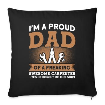 Fier Papa Père Charpentier Père Famille - Housse de coussin décorative 45 x 45 cm - noir - Devant