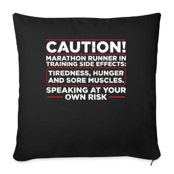 Prudence! Marathonien en formation Coureur - Housse de coussin décorative 45 x 45 cm - noir - Devant