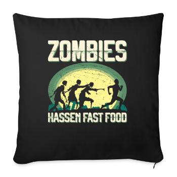 Zombie Hate Fast Food Runner Marathon Clothing - Sofa pillowcase 17,3'' x 17,3'' (45 x 45 cm) - black - Front