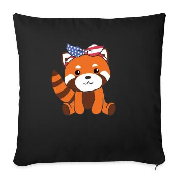 4th of July american Roter Panda kids - Sofakissenbezug 45 x 45 cm - Schwarz - Vorne
