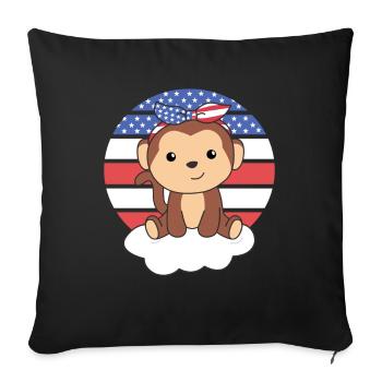 Monkey for the fourth of July american flag USA - Sofa pillowcase 17,3'' x 17,3'' (45 x 45 cm) - black - Front