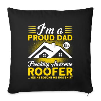Fier Papa Père Couvreur Père Famille - Housse de coussin décorative 45 x 45 cm - noir - Devant
