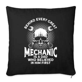 Papa Père Mécanicien Père Famille - Housse de coussin décorative 45 x 45 cm - noir - Devant