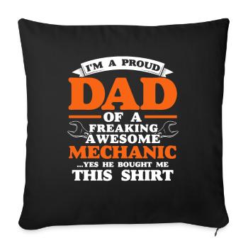 Fier Papa Père Mécanicien Père Famille - Housse de coussin décorative 45 x 45 cm - noir - Devant