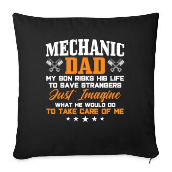 Fils Père Mécanicien Père Famille - Housse de coussin décorative 45 x 45 cm - noir - Devant