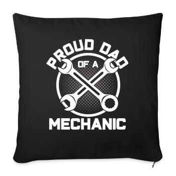 Fier Papa Père Mécanicien Père Famille - Housse de coussin décorative 45 x 45 cm - noir - Devant
