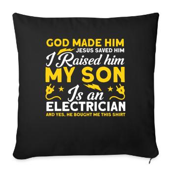 Mon fils Père Électricien Père Famille - Housse de coussin décorative 45 x 45 cm - noir - Devant