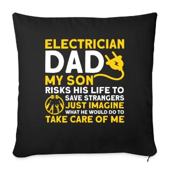 Fils Père Électricien Père Famille - Housse de coussin décorative 45 x 45 cm - noir - Devant