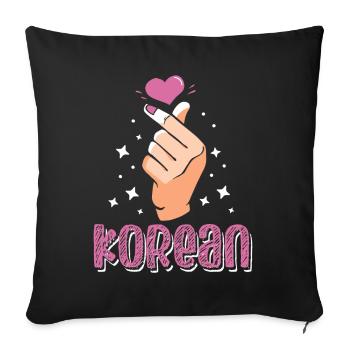 Korean Love Sign Korean Beloved - Sofa pillowcase 17,3'' x 17,3'' (45 x 45 cm) - black - Front