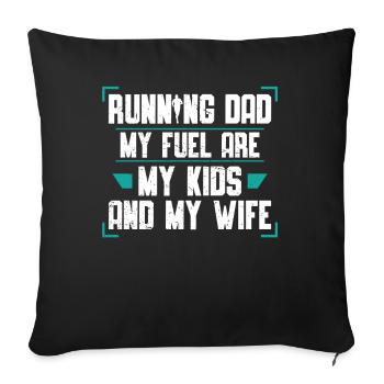 Mon carburant, ce sont mes enfants - Housse de coussin décorative 45 x 45 cm - noir - Devant