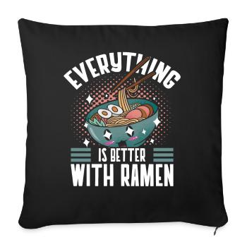 Tout va mieux avec les amateurs de ramen Japon - Housse de coussin décorative 45 x 45 cm - noir - Devant