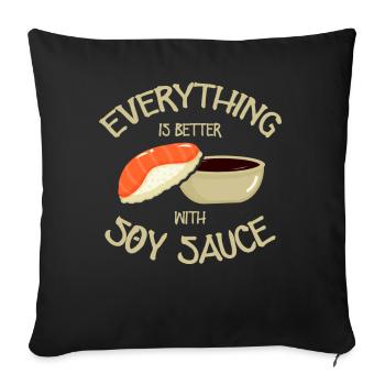 Everything is better sushi lovers Japan - Sofa pillowcase 17,3'' x 17,3'' (45 x 45 cm) - black - Front