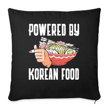 Powered By Korean Food Korean - Sofa pillowcase 17,3'' x 17,3'' (45 x 45 cm) - black - Front