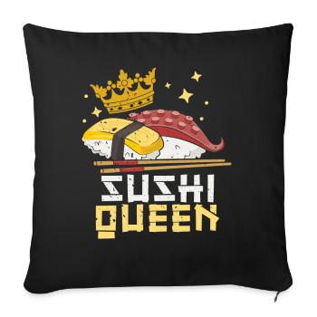 Sushi Queen Amateurs de sushi Japon Japonais - Housse de coussin décorative 45 x 45 cm - noir - Devant