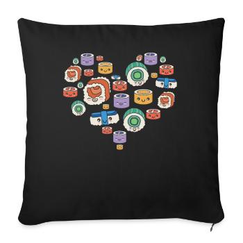 Sushi Heart Sushi Lovers Japon Cuisine japonaise - Housse de coussin décorative 45 x 45 cm - noir - Devant