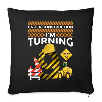 Je serai 9 9 ème anniversaire de la fête à thème de la construction - Housse de coussin décorative 45 x 45 cm - noir - Devant