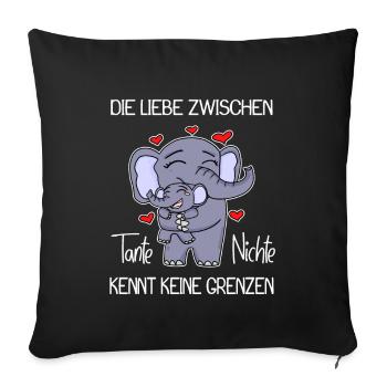 Tante und Nichte Bindung Beste Freunde Elefanten - Sofakissenbezug 45 x 45 cm - Schwarz - Vorne