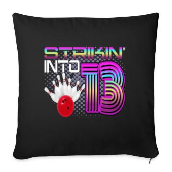 Frapper dans 13 Bowling Bowler 13e anniversaire - Housse de coussin décorative 45 x 45 cm - noir - Devant