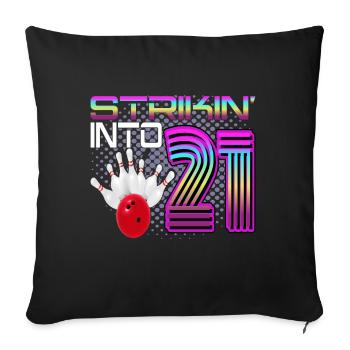 Frapper dans 21 Bowling Bowler 21e anniversaire - Housse de coussin décorative 45 x 45 cm - noir - Devant