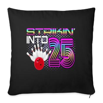 Frapper dans 25 Bowling Bowler 25e anniversaire - Housse de coussin décorative 45 x 45 cm - noir - Devant