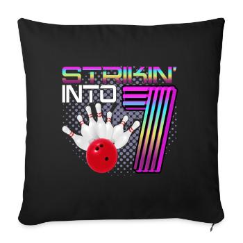Striking Into 7 Bowling Bowler 7e anniversaire - Housse de coussin décorative 45 x 45 cm - noir - Devant