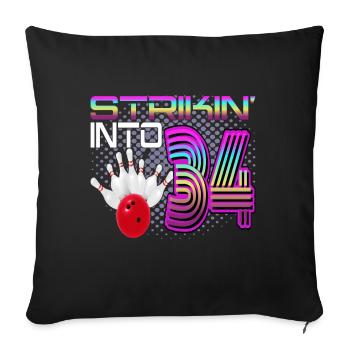 Frapper dans 34 Bowling Bowler 34e anniversaire - Housse de coussin décorative 45 x 45 cm - noir - Devant