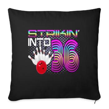 Frapper dans 36 Bowling Bowler 36e anniversaire - Housse de coussin décorative 45 x 45 cm - noir - Devant
