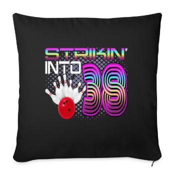 Frapper dans 38 Bowling Bowler 38e anniversaire - Housse de coussin décorative 45 x 45 cm - noir - Devant