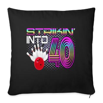 Frapper dans 40 Bowling Bowler 40e anniversaire - Housse de coussin décorative 45 x 45 cm - noir - Devant