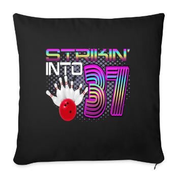 Frapper dans 37 Bowling Bowler 37e anniversaire - Housse de coussin décorative 45 x 45 cm - noir - Devant