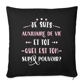 Auxiliaire de vie, idée cadeau aide à domicile - Housse de coussin décorative 45 x 45 cm - noir - Devant