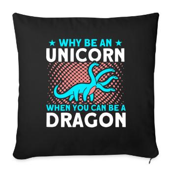 Dragon Dragon Unicorn Unicorn Lovers - Sofa pillowcase 17,3'' x 17,3'' (45 x 45 cm) - black - Front